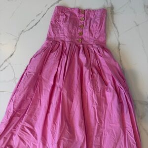 Free People Pink Smocked Top